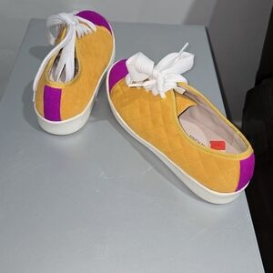 Paul Mayer Vibrant Yellow and Purple Quilted Sneakers